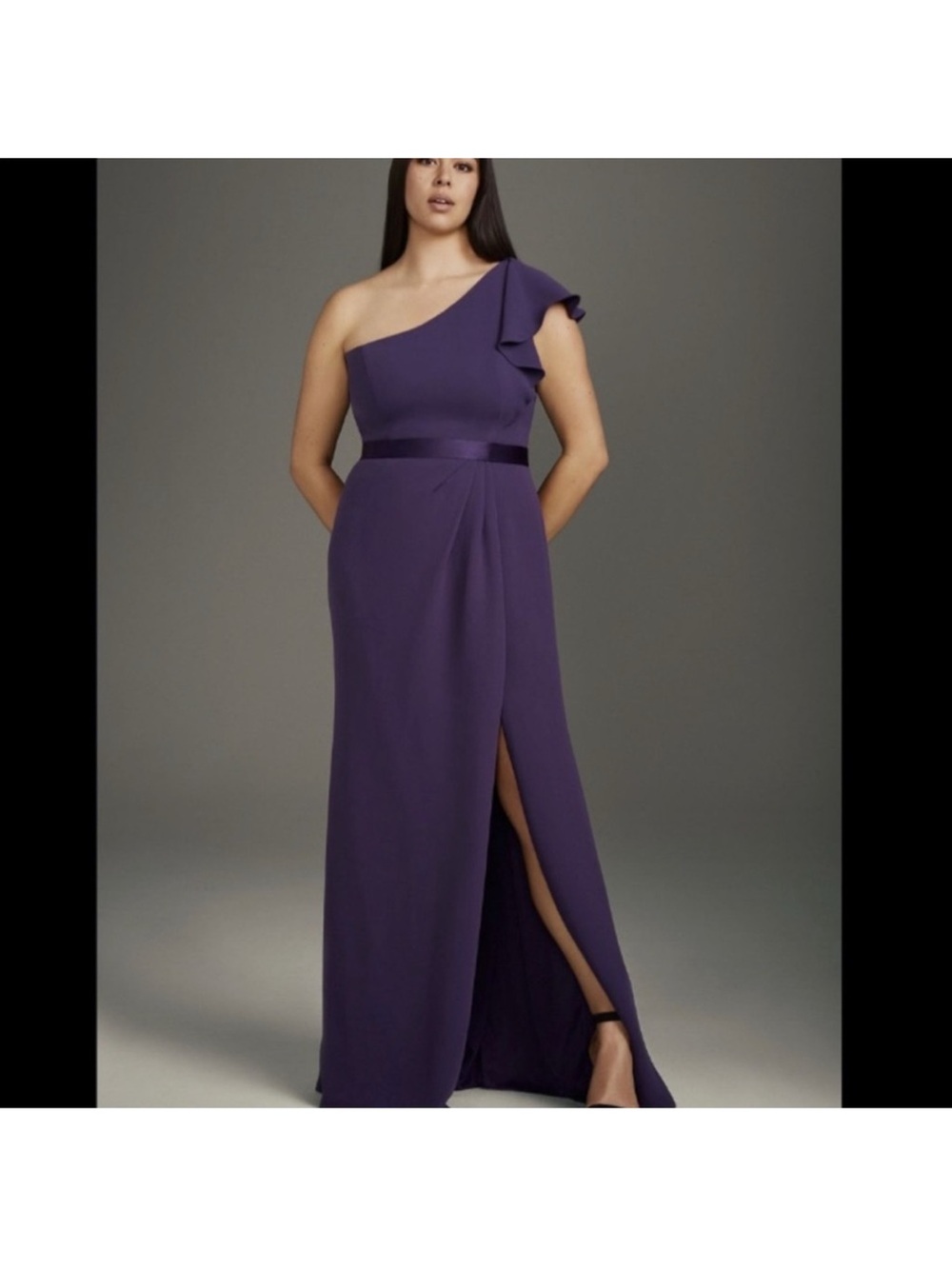 White by Vera Wang One-Shoulder Purple Evening Gown